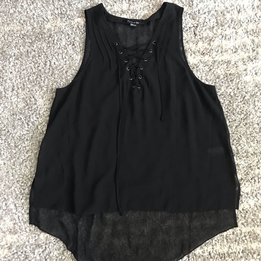 Sheer Tie Up Tank Top